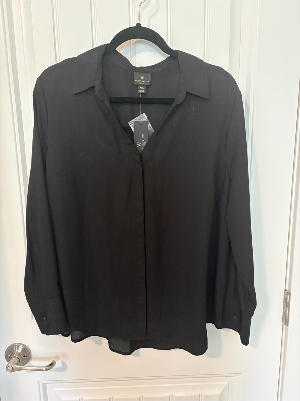 Worthington Petite XL PXL Black Blouse Career Work Top NWT